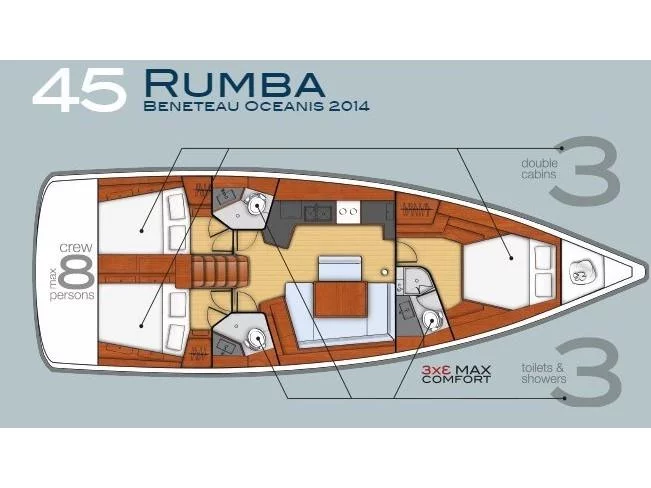 Oceanis 45 (3 cabins) (Rumba) Plan image - 11