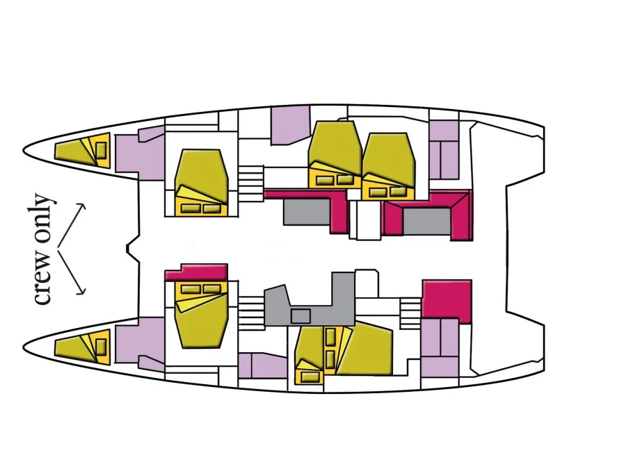 Lagoon 52F - 6 cab (Dugongo II (GND) (6 cab + 1 crew) (A/C, WM, Generator, Inverter, Tender Lift)) Plan image - 4