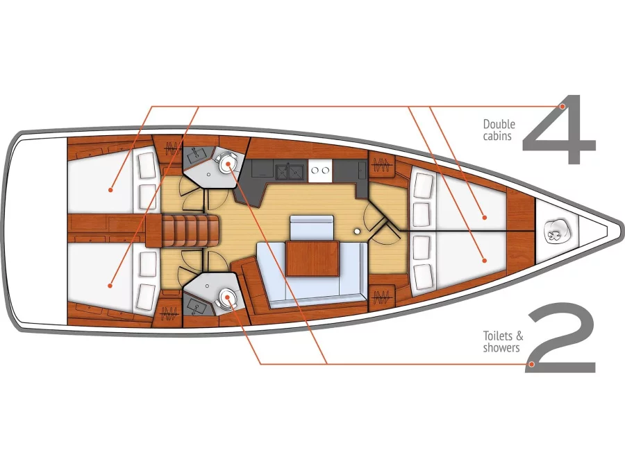 Oceanis 45 (4 cabs) (Cancan) Plan image - 2